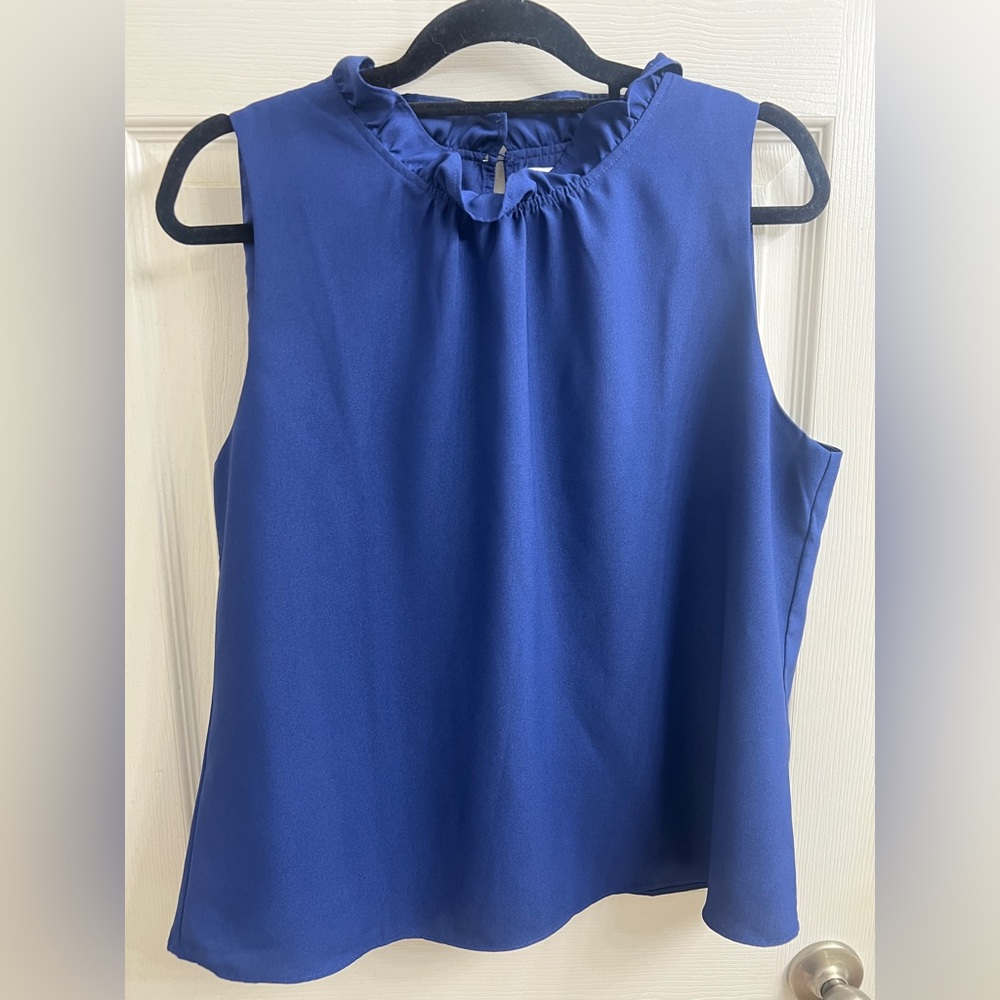 J.Crew Blue Ruffle Sleeveless Blouse - Women’s Size L